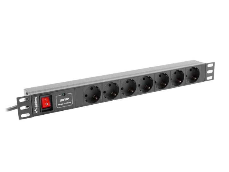 Unitate distributie alimentare PDU 19", 1U, 16A, 7 prize ,