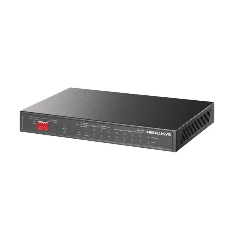 Switch desktop Mercusys 8× 10/100/1000 Mbps PoE+ Ports, 2× 1000