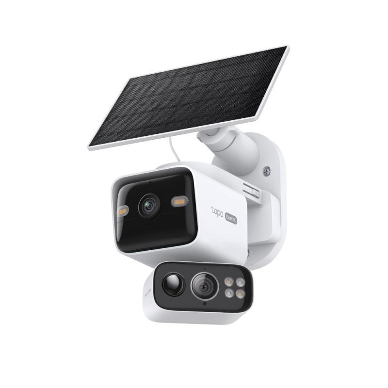 Solar-Powered Dual-Lens Pan/Tilt Cam kit, 1/2.8" Progressive Scan CMOS Sensor,
