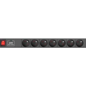 Unitate distributie alimentare PDU 19", 1U, 16A, 7 prize ,