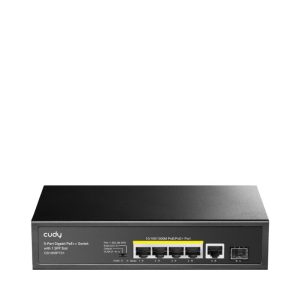 CUDY 5-Port 10/100/1000M PoE+ Switch 120W, 4-Port 10/100/1000M PoE+ ports,