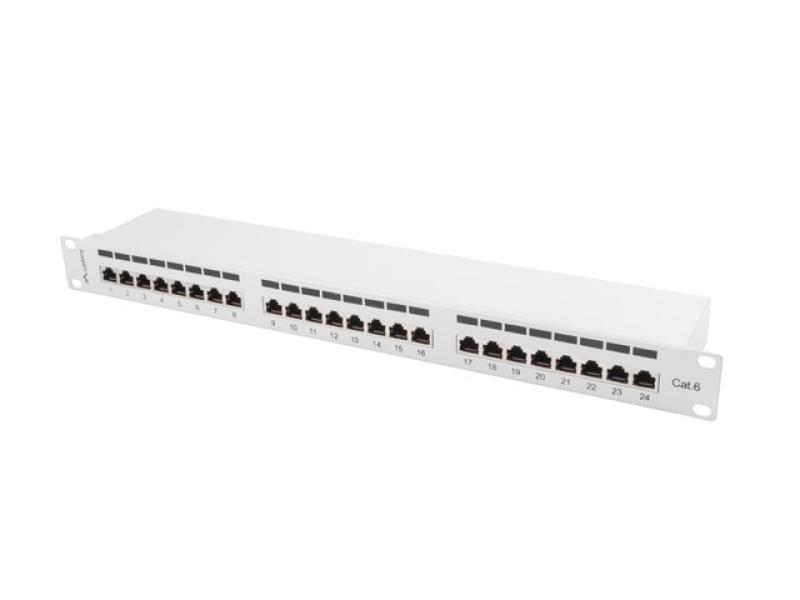 Patch panel 24 porturi 1U 19" Cat.6 FTP cu organizator