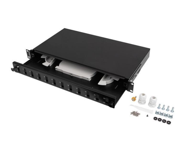 Patch panel fibră rack 19" 1U 12x SC duplex
