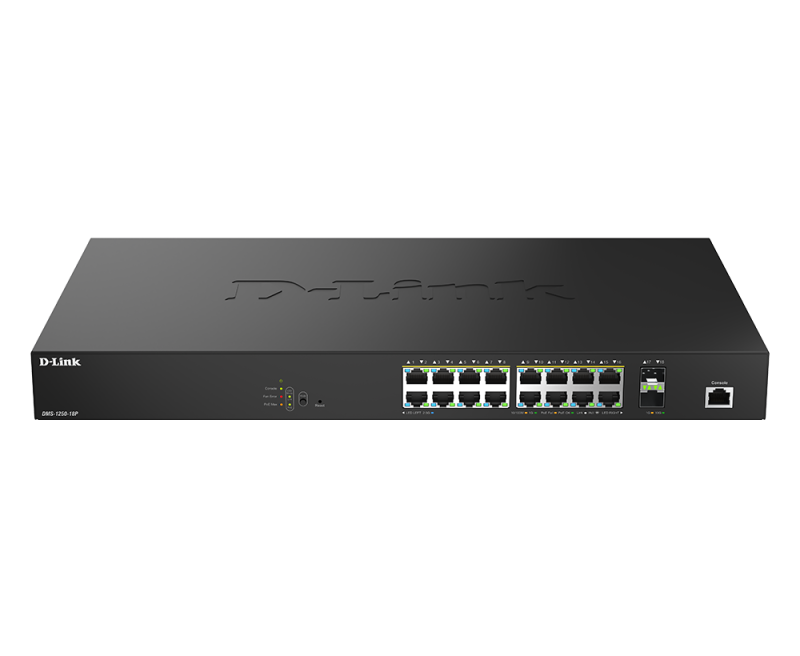 D-Link DMS-1250-18P/E. Switch type: Managed, Switch layer: L2. Basic switching