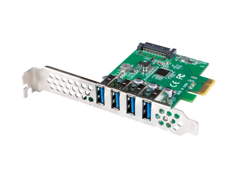 Placă PCI Express x1 4x USB-A 3.1 Gen1 low-profile