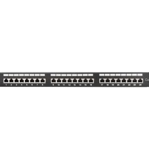 Patch panel 24 porturi 1U 19" Cat.6 FTP cu organizator