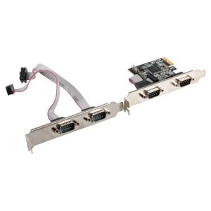 Placă PCI Express x1 4x DB-9 (COM) low-profile