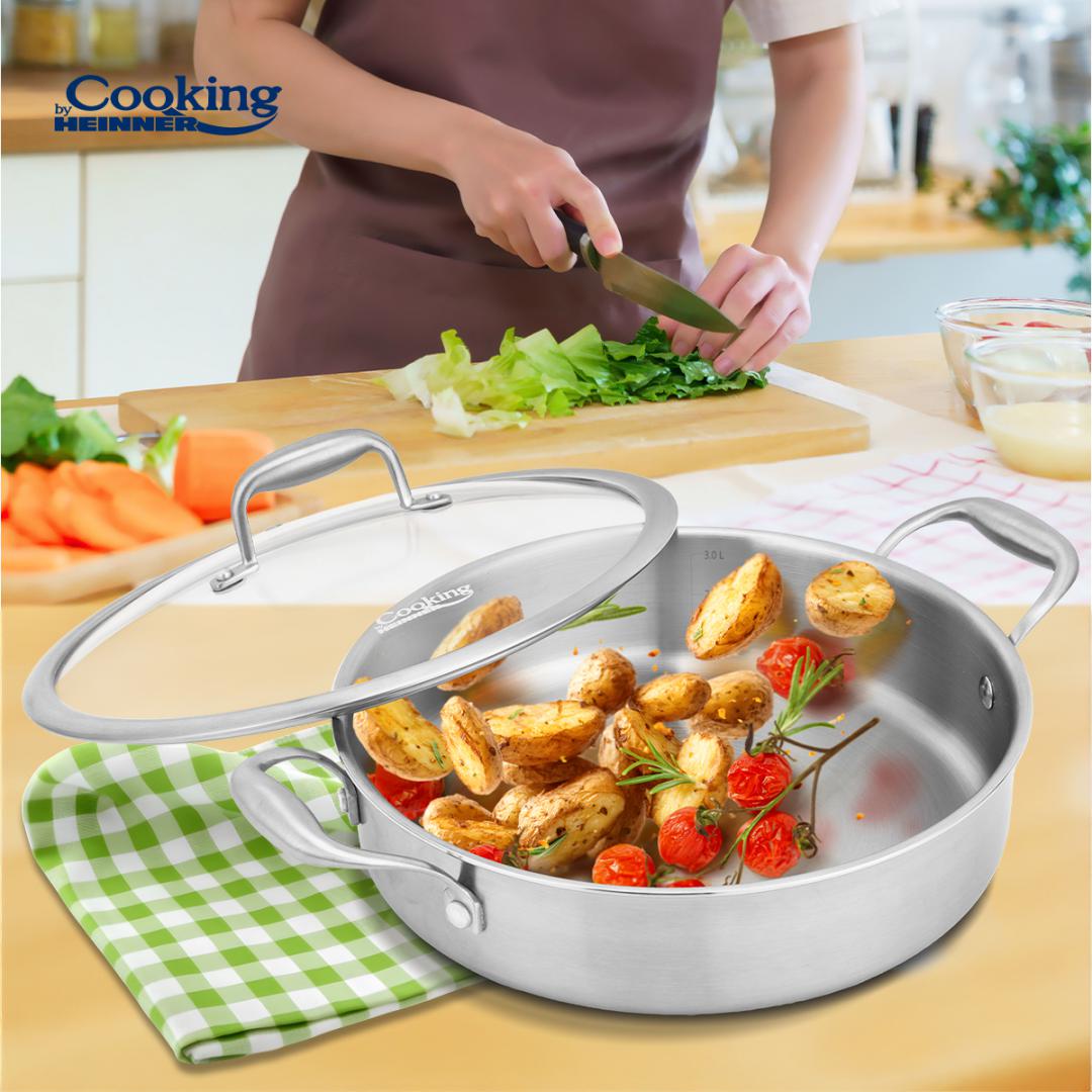 CRATITA INOX+CAPAC STICLA 26X7CM, 3.5L, ATOMIC3, COOKING BY HEINNER - imagine 7