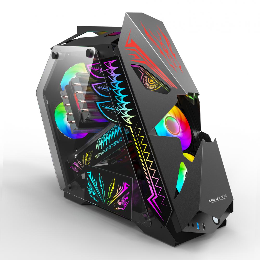 Carcasa PRO GAMING HERCULE BLACK, RGB, Mid Tower, Black - imagine 7