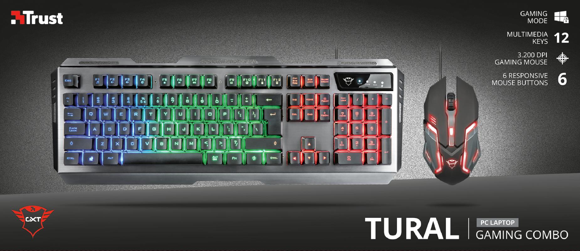 Kit Wired tastatura si mouse Trust GXT 845 Tural, taste - imagine 4
