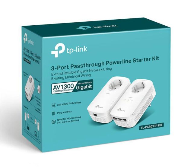 TP-Link Kit Gigabit Powerline Passthrough cu 3 Porturi AV1300, TL- - imagine 4