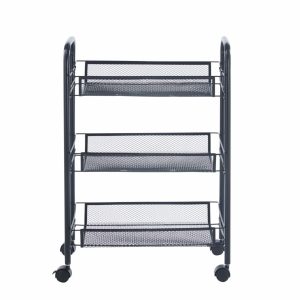 Carucior din metal cu 3 niveluri si roti, 45x27x64 cm