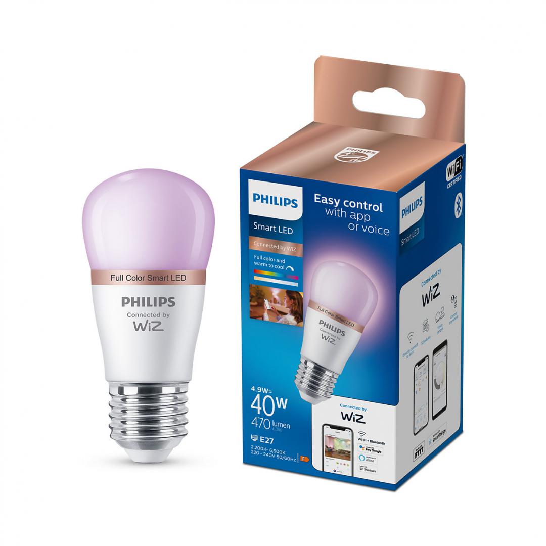 Bec LED RGB inteligent Philips Bulb P45, Wi-Fi, Bluetooth, E27,