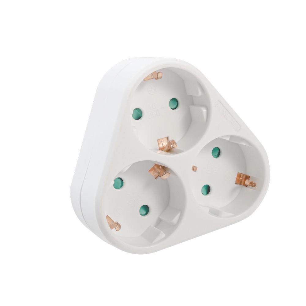 Triplu Stecher SPACER, Schuko, max 3500W, 16A, protectie copii, 3