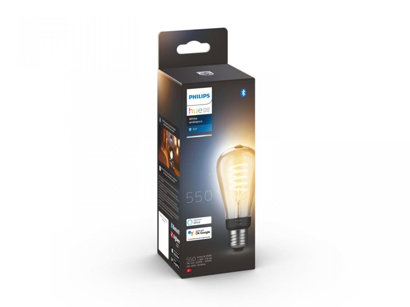 Bec LED inteligent vintage (decorativ) Philips Hue Filament Edison ST64