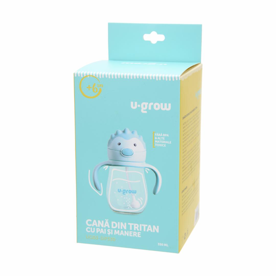Cana cu pai si manere, tritan 330 ml, U-Grow - imagine 5