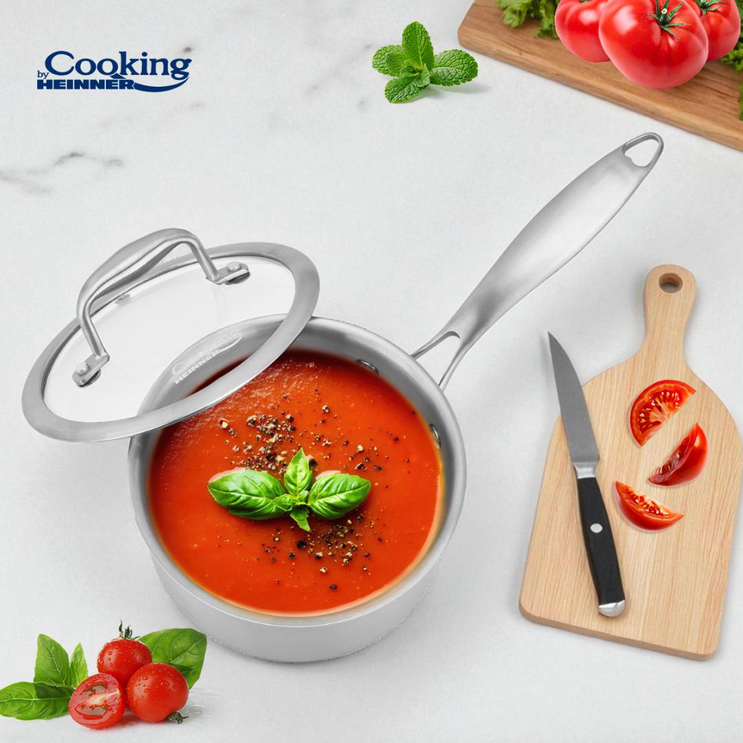 CASEROLA INOX+CAPAC STICLA 16x8.5CM,1.6L, ATOMIC3, COOKING BY HEINNER - imagine 6