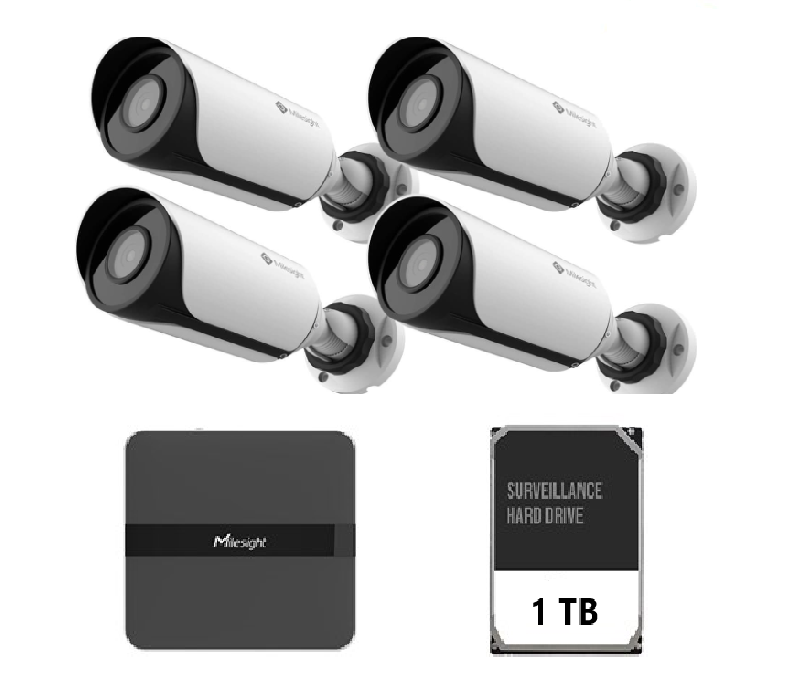 Kit de supraveghere video Milesight 4 camere Bullet MS-C2964-UPD +