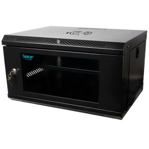 CABINET 19″ SPACER 6U 500x450mm, fixare pe perete, Flatpack (dezasamblat),
