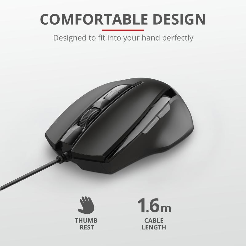 Mouse Trust Voca Comfort Mouse, 2400 dpi, negru - imagine 7