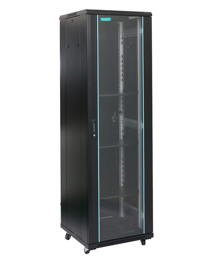 CABINET 19″ SPACER 42U 600x600x2055mm, Floor Standing, usa sticla cu