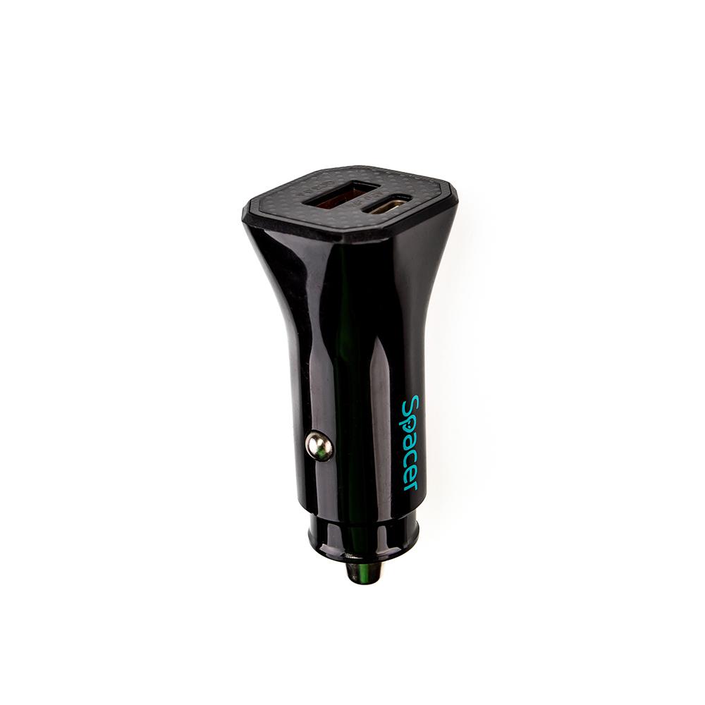 Incarcator Auto Spacer SPCC-DUO-03, 12W, 2 porturi, Negru - imagine 3