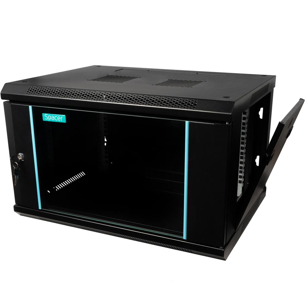 CABINET 19″ SPACER 6U 600x450mm, fixare pe perete, Flatpack (dezasamblat), - imagine 4