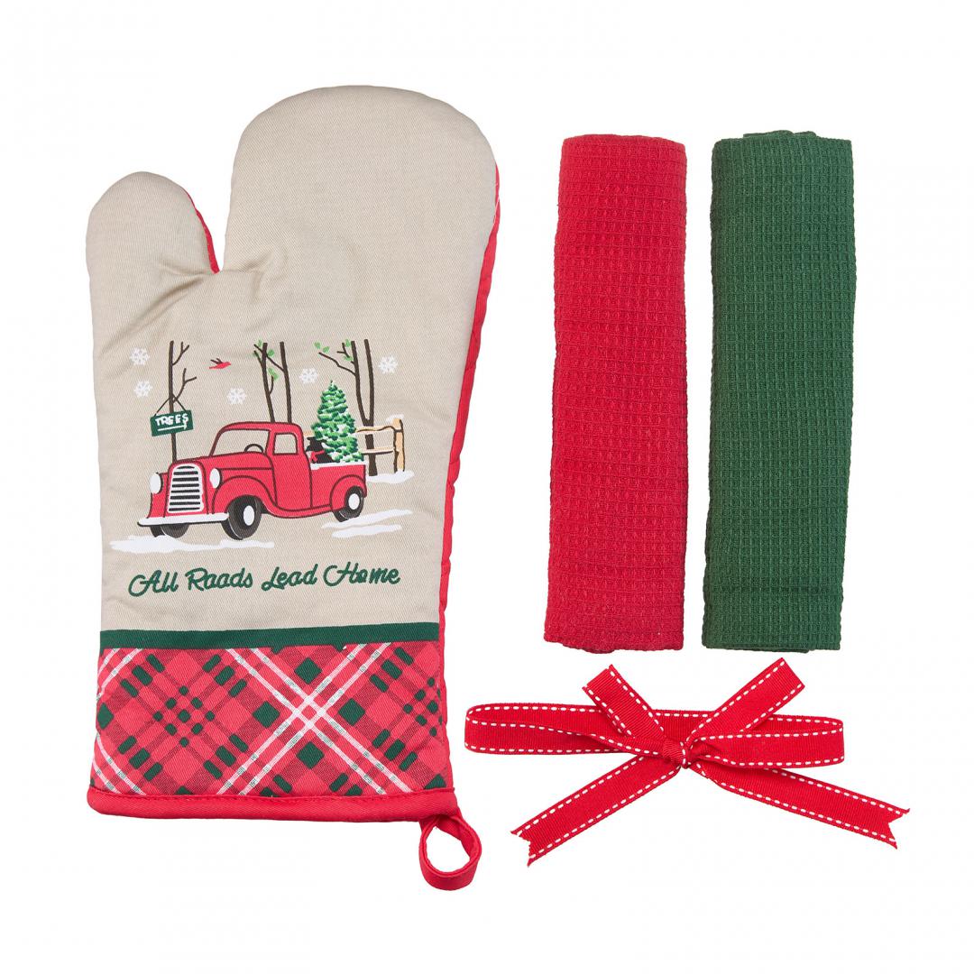 Set manusa bucatarie 3 piese Craciun Car - imagine 3