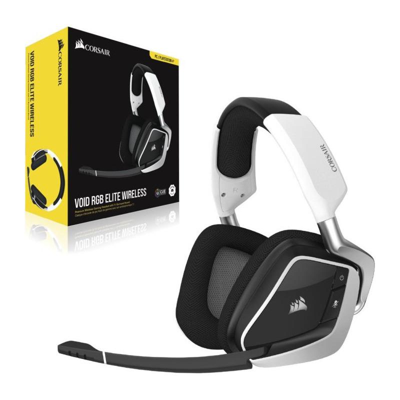 Casti Gaming Head-band Corsair VOID RGB ELITE, Wireless, Alb