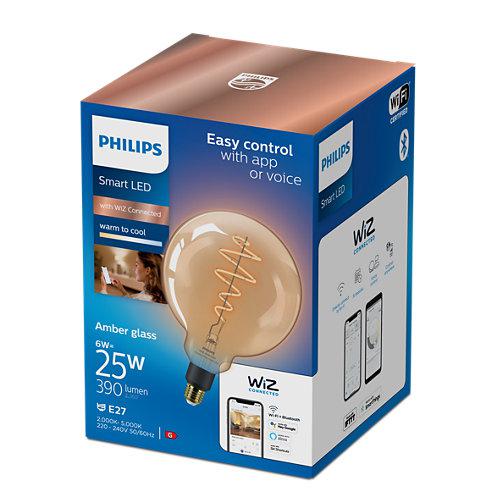 Bec LED inteligent vintage (decorativ) Philips Filament Globe AmberG200 ,Wi-Fi, - imagine 3