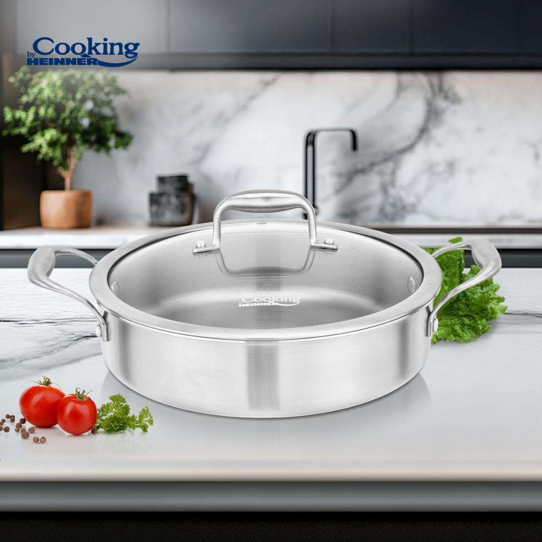 CRATITA INOX+CAPAC STICLA 26X7CM, 3.5L, ATOMIC3, COOKING BY HEINNER - imagine 6