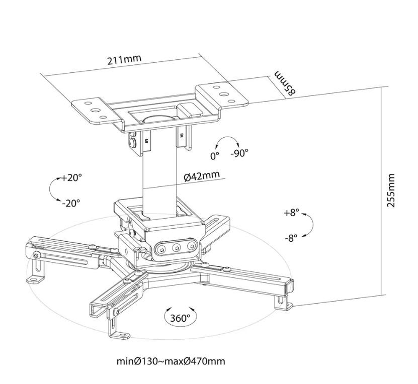 Suport Tavan Proiector Neomounts by Newstar CL25-530BL1, 25cm, max 45Kg - imagine 6