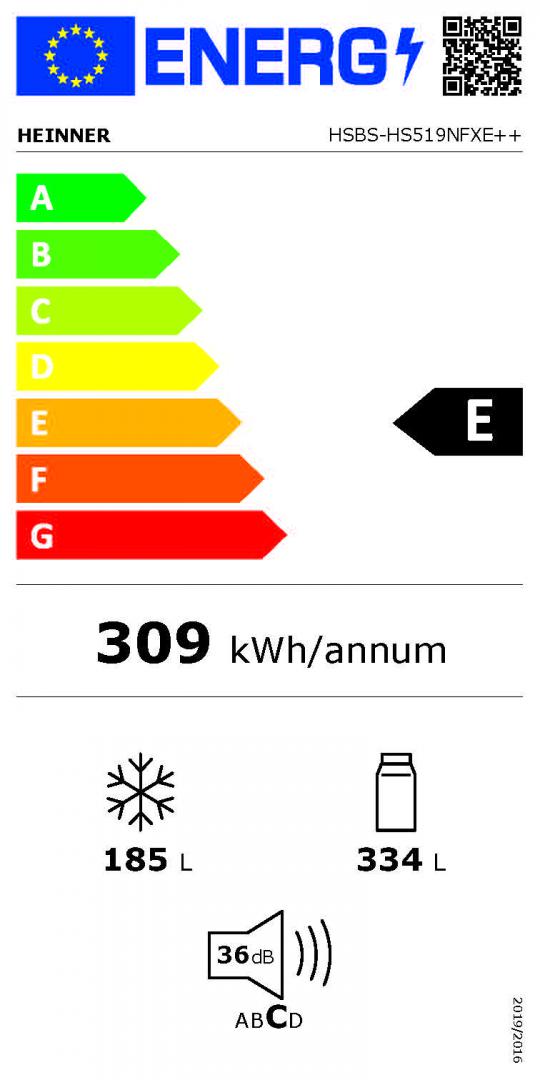 Side by Side HEINNER HSBS-HS519NFXE++, No Frost, 519 L, Clasa - imagine 4