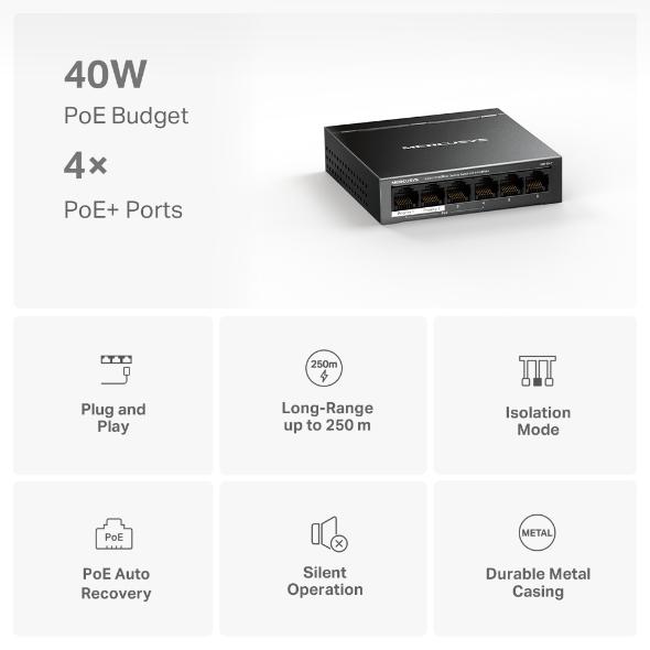 Mercusys Desktop Switch MS106LP 6 porturi 10/100Mbps, Standarde si protocoale - imagine 3