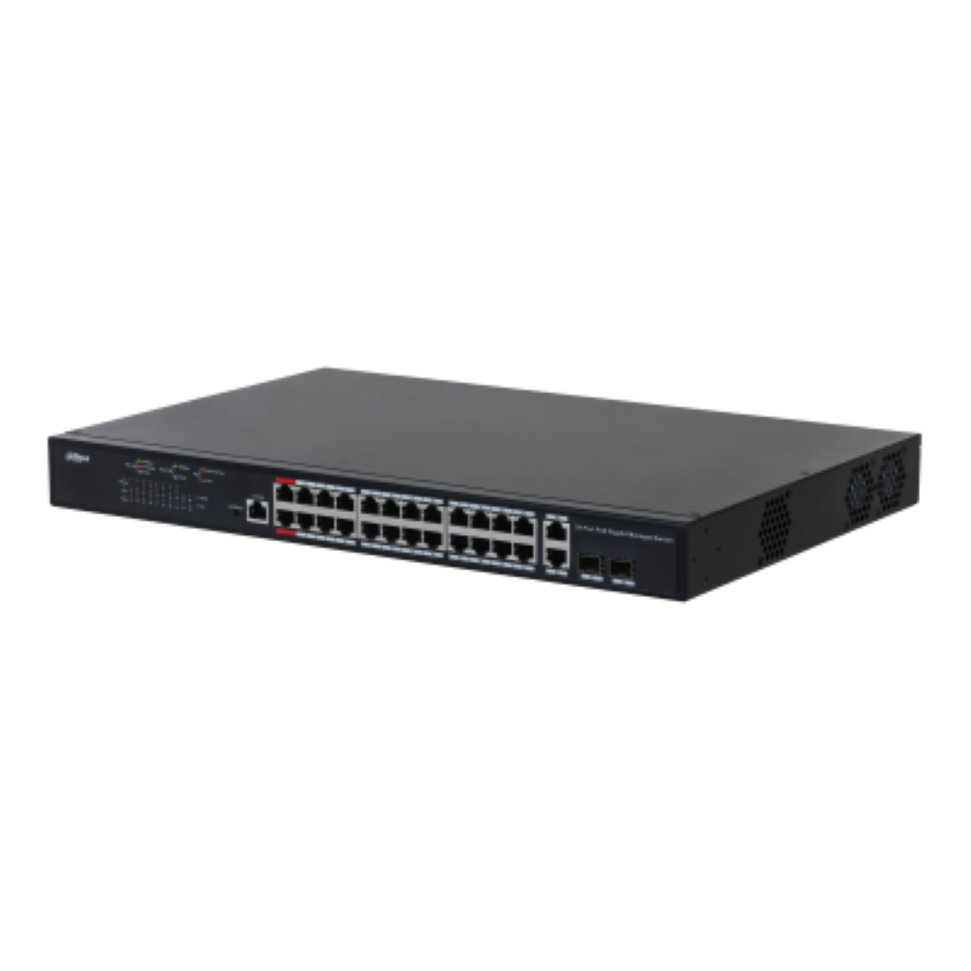 Dahua managed switch 26 porturi, 24 porturi POE, Interfata:24 x
