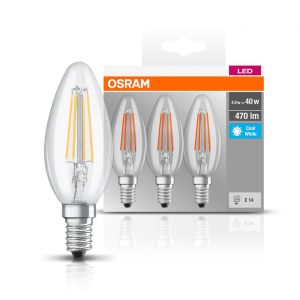 3 Becuri LED Osram Base Classic B, E14, 4W (40W),