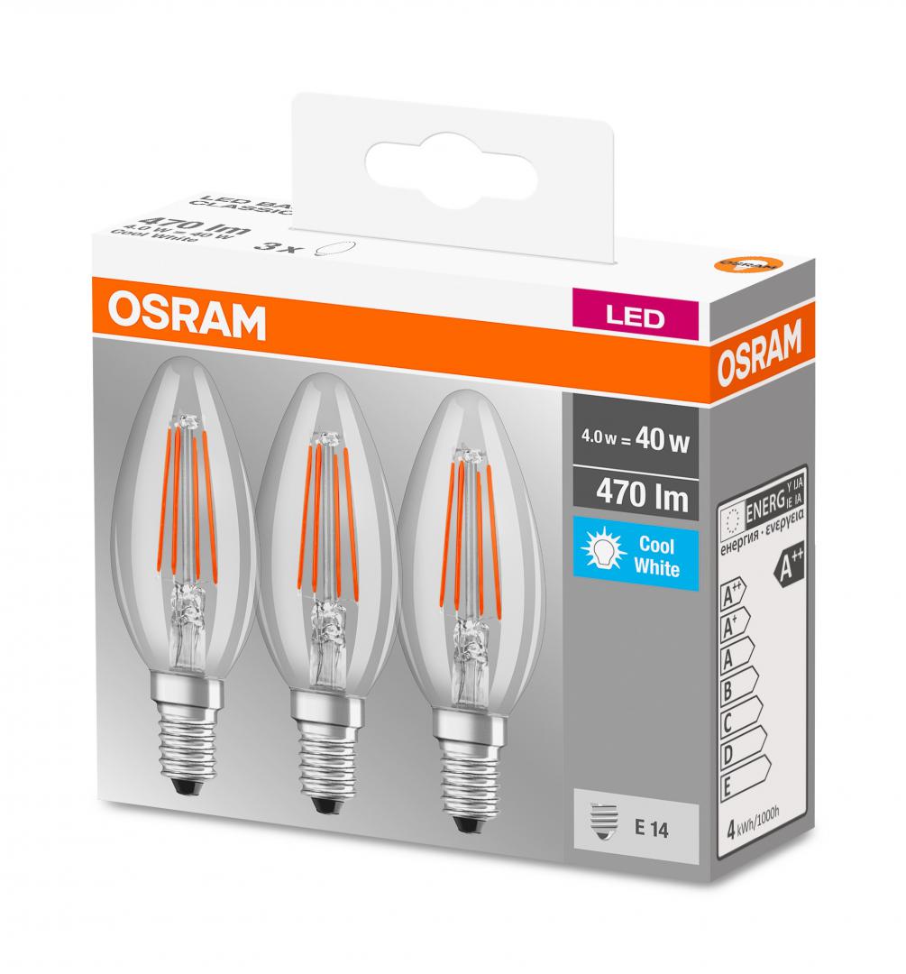 3 Becuri LED Osram Base Classic B, E14, 4W (40W), - imagine 3