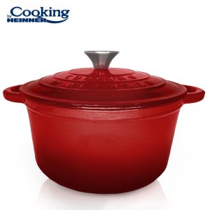SEMIOALA FONTA EMAILATA+CAPAC 28X13 CM, 6L, RED LINE, COOKING BY