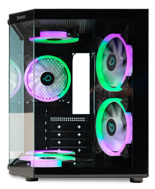 Carcasa SPACER SPCS-GC-AQUARIUM-BK-6F, RGB, Micro Tower, Black - imagine 3