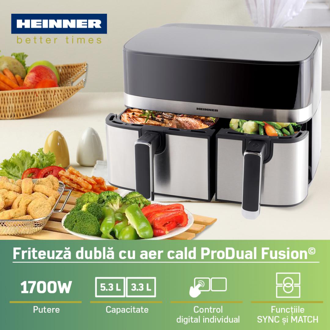 FRITEUZA DUBLA CU AER CALD HEINNER PRODUAL FUSION HAF-H9DB17BKS - imagine 9