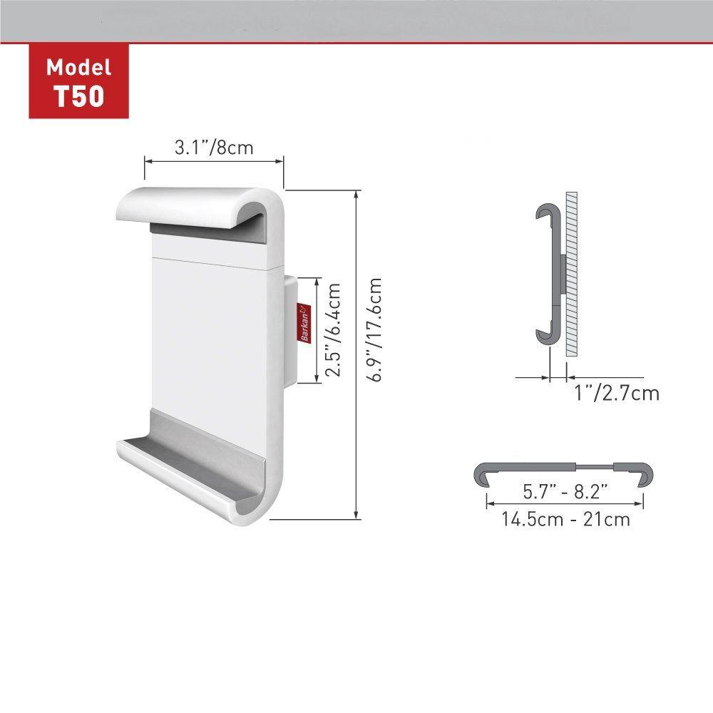 Suport Tableta/Mobil de birou, Barkan T50, Fix, 7-12'', alb - imagine 3