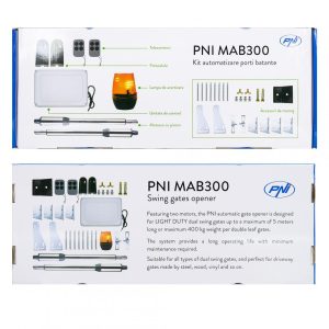 Kit automatizare porti batante PNI MAB300, cu 2 motoare 40W,