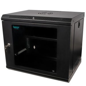 CABINET 19″ SPACER 9U 500x450mm, fixare pe perete, Flatpack (dezasamblat),