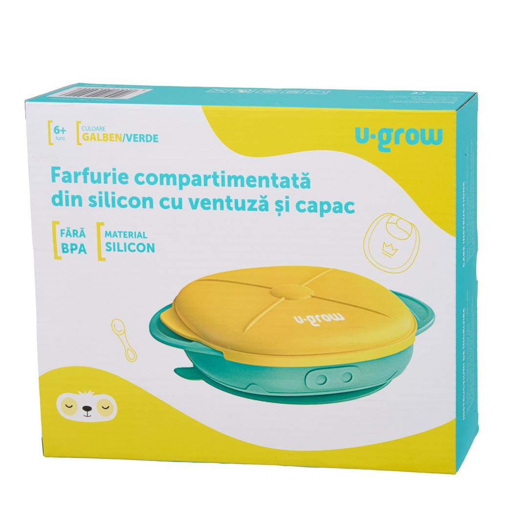 Farfurie silicon cu capac , galbena, U-Grow - imagine 5