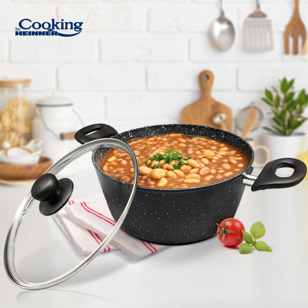 SEMIOALA ALUMINIU FORJAT 24x10 CM,3.8L,ONIX, COOKING BY HEINNER - imagine 5