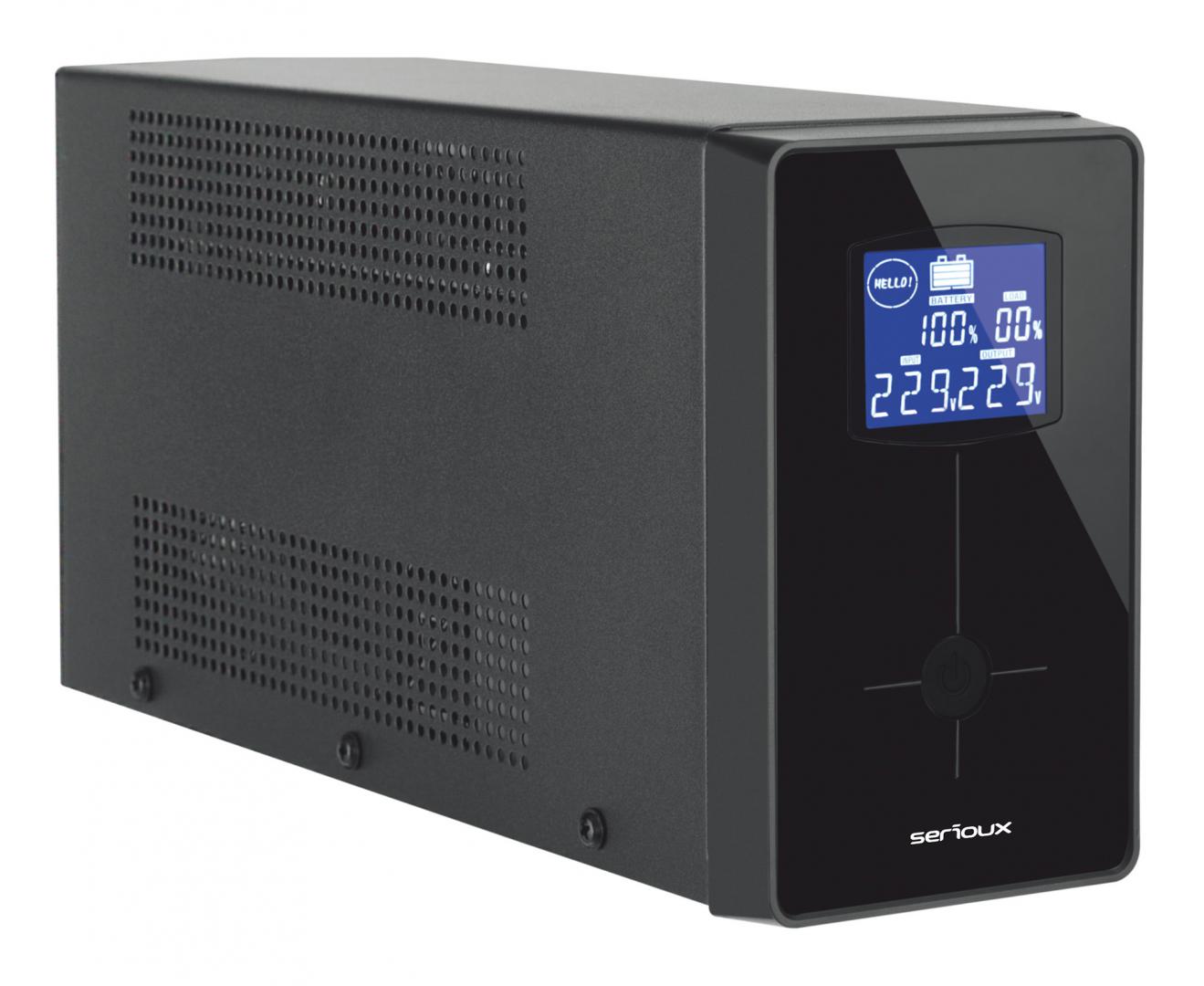 UPS Serioux Line Interactive 800LI, ecran LCD, capacitate 800VA/480W, 2