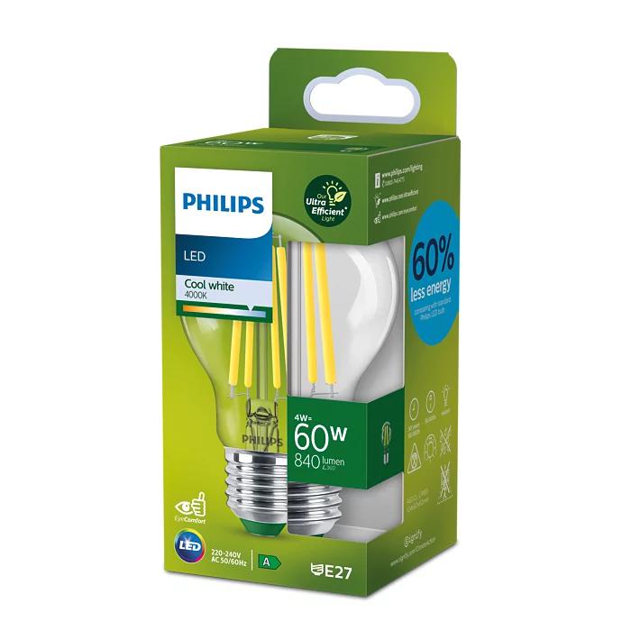 Bec LED Philips Classic A60, Ultra Efficient Light, E27, 4W