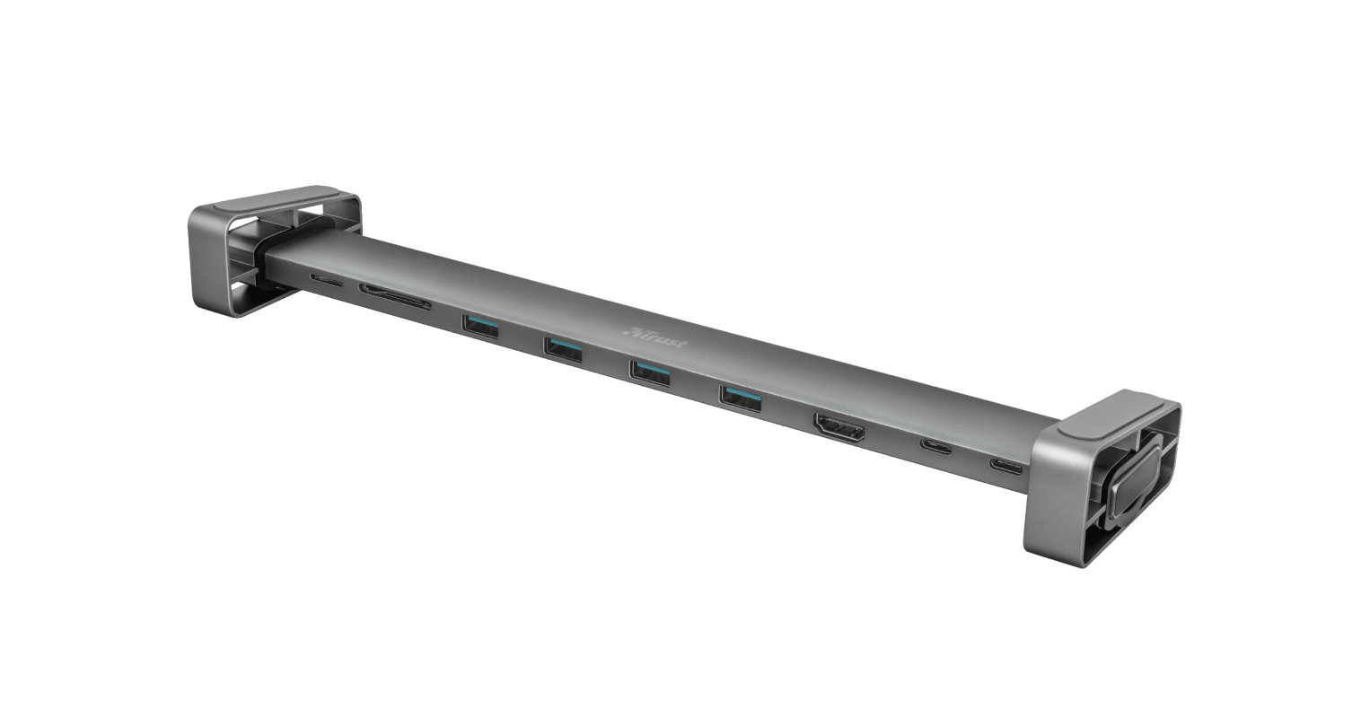 Hub USB Trust Dalyx, USB-C, 10 porturi, HDMI, RJ-45, Argintiu