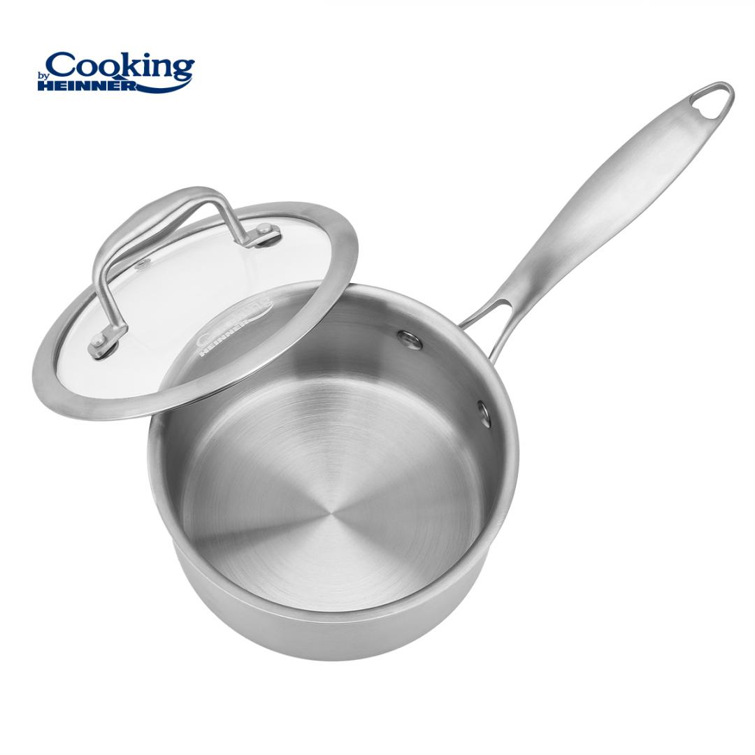 CASEROLA INOX+CAPAC STICLA 16x8.5CM,1.6L, ATOMIC3, COOKING BY HEINNER - imagine 3