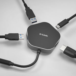 Hub USB D-Link DUB-M420, USB-C, 4 porturi, HDMI, Negru